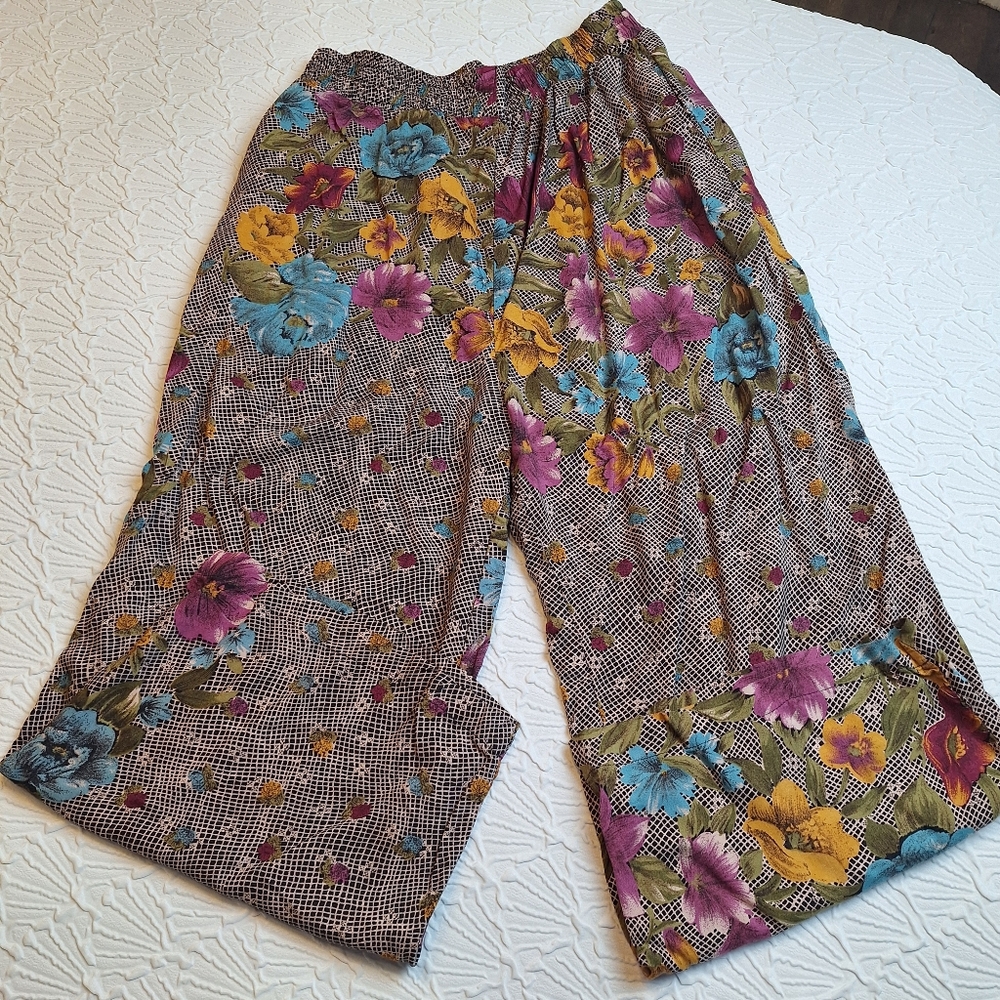 Vintage Pennylane Pull On Patterned Pants,  Size S